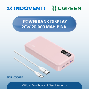 UGREEN POWERBANK DIGITAL DISPLAY 20W 20.000MAH PINK