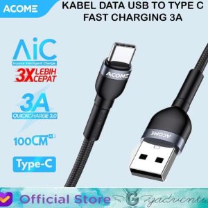 Acome AFC-010 Kabel Charger USB To Type C Cable Fast 3A Samsung Oppo