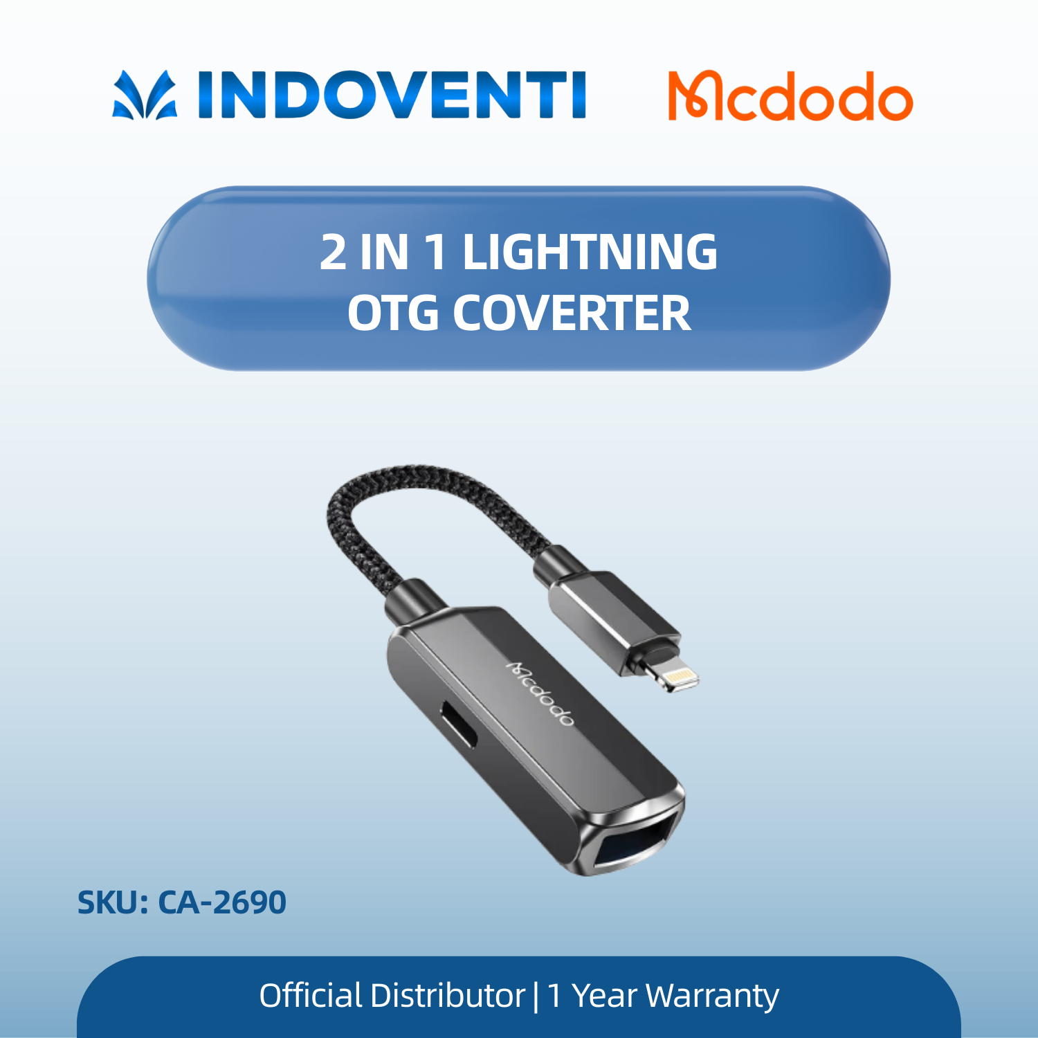 MCDODO CA-2690 2in 1 Lightning OTG Coverter