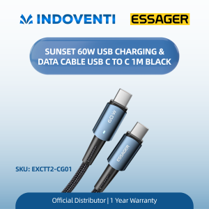 ESSAGER Sunset 60W USB charging&data cable Type-C to Type-C 1M Black