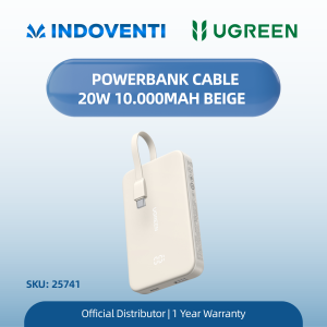 UGREEN POWERBANK BUILT-IN CABLE 20W 10000MAH BEIGE