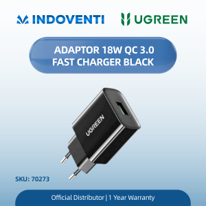 UGREEN ADAPTOR 18W QC3.0 FAST CHARGER BLACK